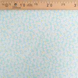 Popeline Imprimé Marguerite Bleu Vert - Maison Klem