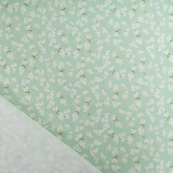 Popeline Imprimé Petites Fleurs Vert d'Eau - Maison Klem