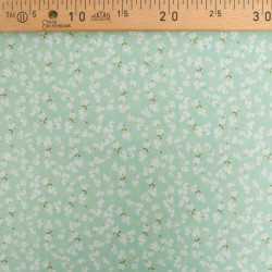 Popeline Imprimé Petites Fleurs Vert d'Eau - Maison Klem