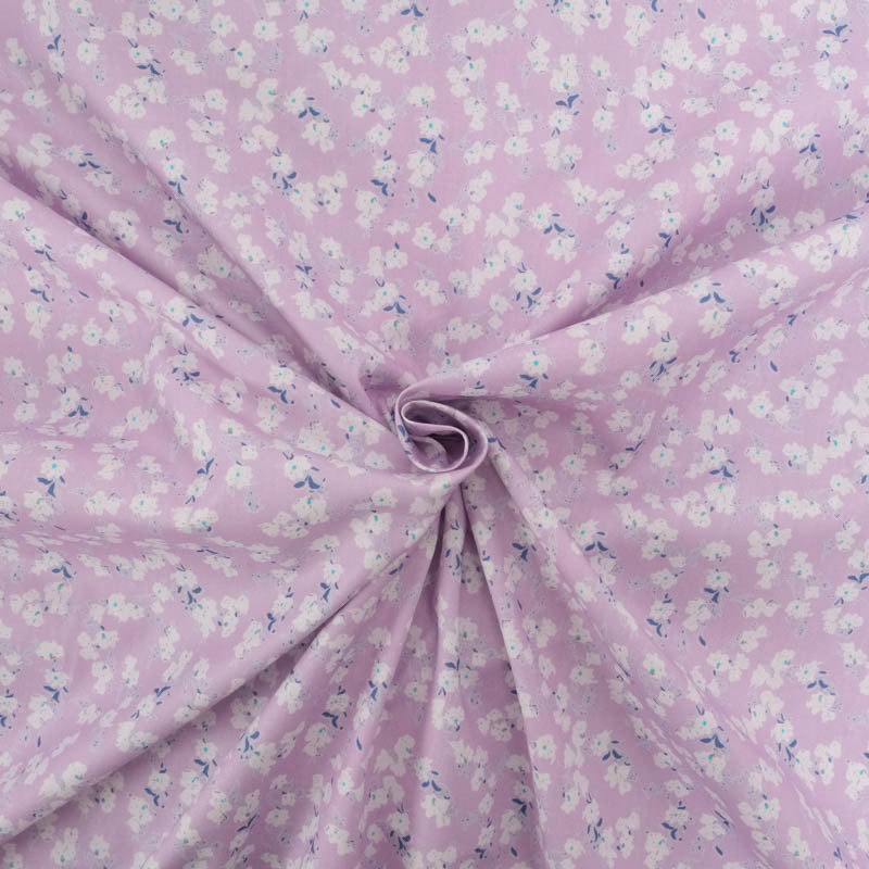 Popeline Imprimé Petites Fleurs Parme - Maison Klem