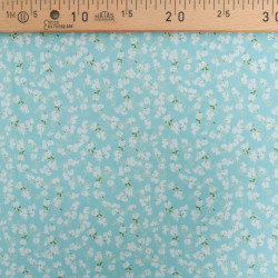 Popeline Imprimé Petites Fleurs Bleu Lagon - Maison Klem