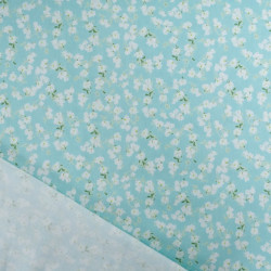 Popeline Imprimé Petites Fleurs Bleu Lagon - Maison Klem
