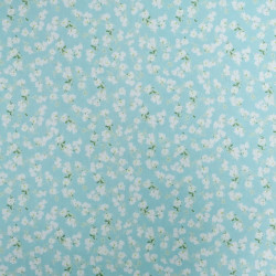 Popeline Imprimé Petites Fleurs Bleu Lagon - Maison Klem