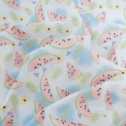 Popeline Imprimé Pastel Motif Pastèque - Maison Klem