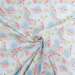 Popeline Imprimé Pastel Motif Pastèque - Maison Klem