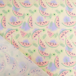 Popeline Imprimé Jaune Pastel Motif Pastèque - Maison Klem