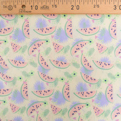 Popeline Imprimé Jaune Pastel Motif Pastèque - Maison Klem