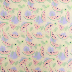 Popeline Imprimé Jaune Pastel Motif Pastèque - Maison Klem