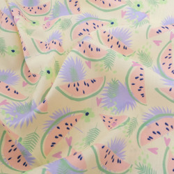 Popeline Imprimé Jaune Pastel Motif Pastèque - Maison Klem