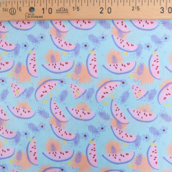 Popeline Imprimé Bleu Ciel Motif Pastèque - Maison Klem