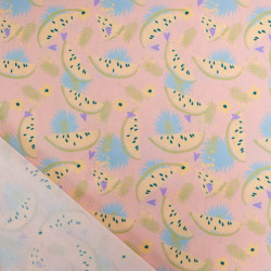 Popeline Imprimé Rose Saumon Motif Pastèque - Maison Klem