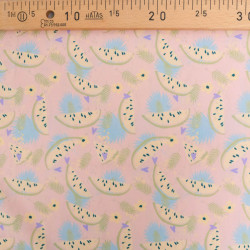 Popeline Imprimé Rose Saumon Motif Pastèque - Maison Klem