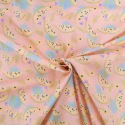 Popeline Imprimé Rose Saumon Motif Pastèque - Maison Klem