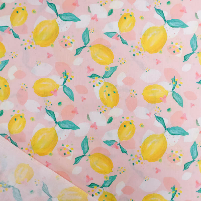 Popeline Imprimé Dolce Vita Rose Clair - Maison Klem