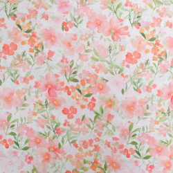 Popeline Imprimé Aquarelle Rose Orange - Maison Klem