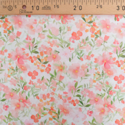 Popeline Imprimé Aquarelle Rose Orange - Maison Klem