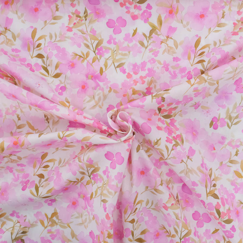 Popeline Imprimé Aquarelle Mauve - Maison Klem