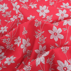 Popeline Imprimé Romancia Rouge Fraise - Maison Klem