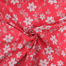 Popeline Imprimé Romancia Rouge Fraise - Maison Klem