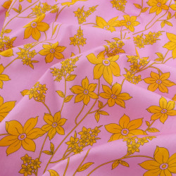 Popeline Imprimé Romancia Rose et Jaune - Maison Klem