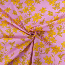 Popeline Imprimé Romancia Rose et Jaune - Maison Klem