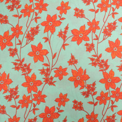 Popeline Imprimé Romancia Menthe et Orange Sanguine - Maison Klem