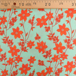 Popeline Imprimé Romancia Menthe et Orange Sanguine - Maison Klem