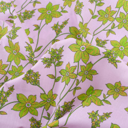 Popeline Imprimé Romancia Mauve et Vert - Maison Klem