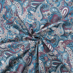 Popeline Imprimé Paisley Bleu - Maison Klem