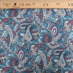 Popeline Imprimé Paisley Bleu - Maison Klem