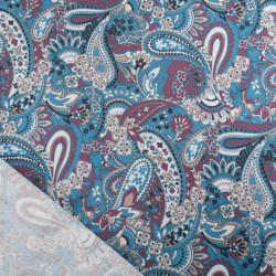 Popeline Imprimé Paisley Bleu - Maison Klem