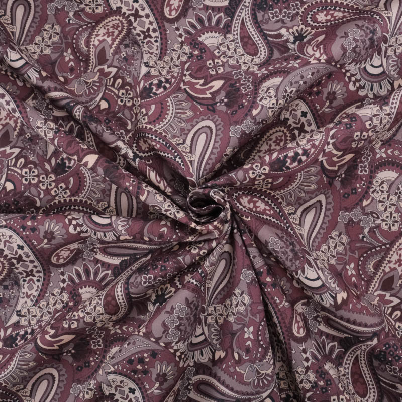 Popeline Imprimé Paisley Prune - Maison Klem