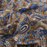 Popeline Imprimé Paisley Bleu Caramel - Maison Klem