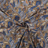 Popeline Imprimé Paisley Bleu Caramel - Maison Klem