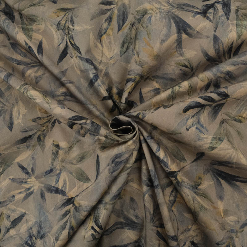 Popeline Imprimé Végétal Kaki - Maison Klem