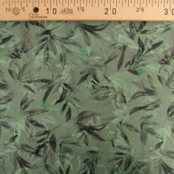 Popeline Imprimé Végétal Vert - Maison Klem