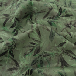 Popeline Imprimé Végétal Vert - Maison Klem