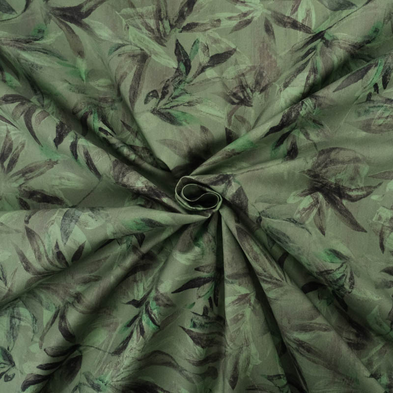 Popeline Imprimé Végétal Vert - Maison Klem