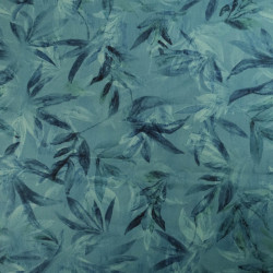 Popeline Imprimé Végétal Bleu - Maison Klem