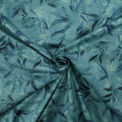 Popeline Imprimé Végétal Bleu - Maison Klem