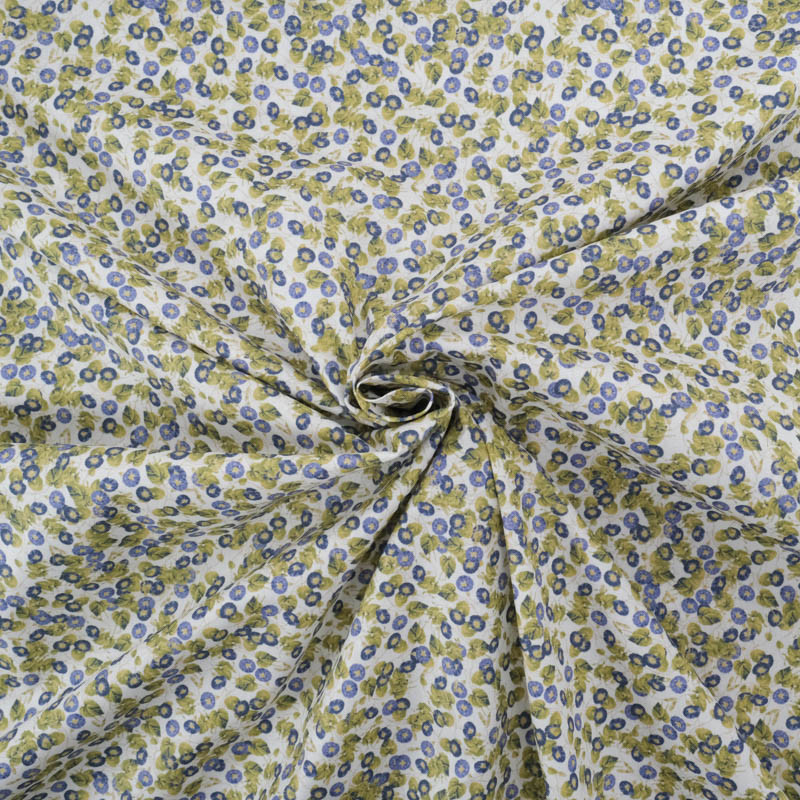 Popeline Imprimée Utopia Bleu et Vert - Maison Klem