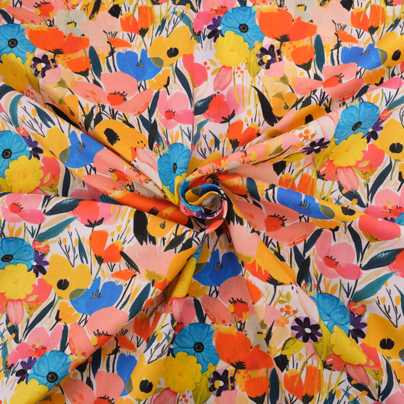 Popeline Imprimé Big Flower Multicolore - Maison Klem