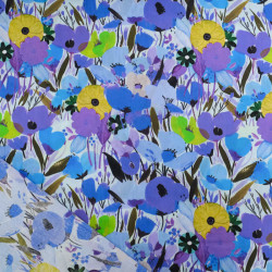 Popeline Imprimé Big Flower Bleu - Maison Klem