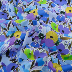 Popeline Imprimé Big Flower Bleu - Maison Klem