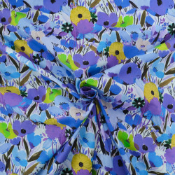 Popeline Imprimé Big Flower Bleu - Maison Klem