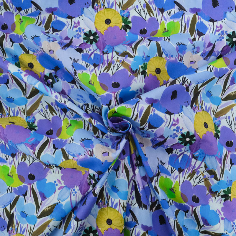 Popeline Imprimé Big Flower Bleu - Maison Klem