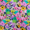 Popeline Imprimé Big Flower Mauve et Vert - Maison Klem