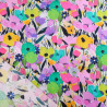 Popeline Imprimé Big Flower Mauve et Vert - Maison Klem
