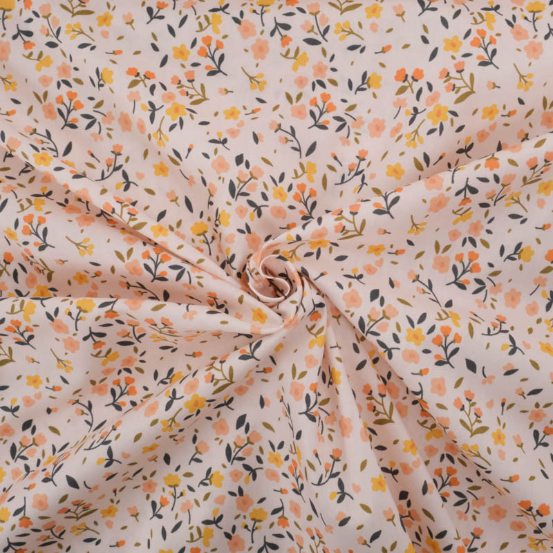 Popeline Imprimé Champêtre Rose Clair - Maison Klem