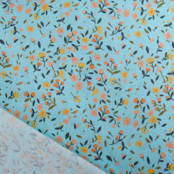 Popeline Imprimé Champêtre Bleu Ciel - Maison Klem